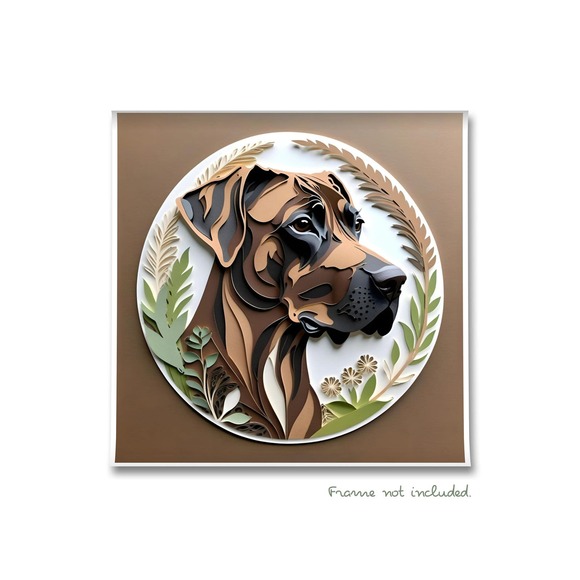 Great Dane Papercut Art: 12x12 Brindle Great Dane Pet Portrait Digital Art Print - Picture 2 of 7